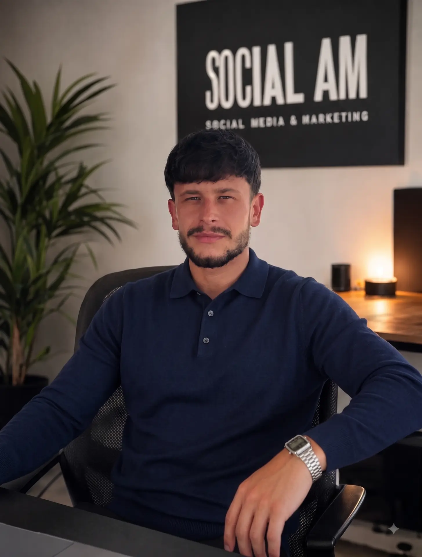 Alex, founder of Social AM, at the Social AM office in Oldham